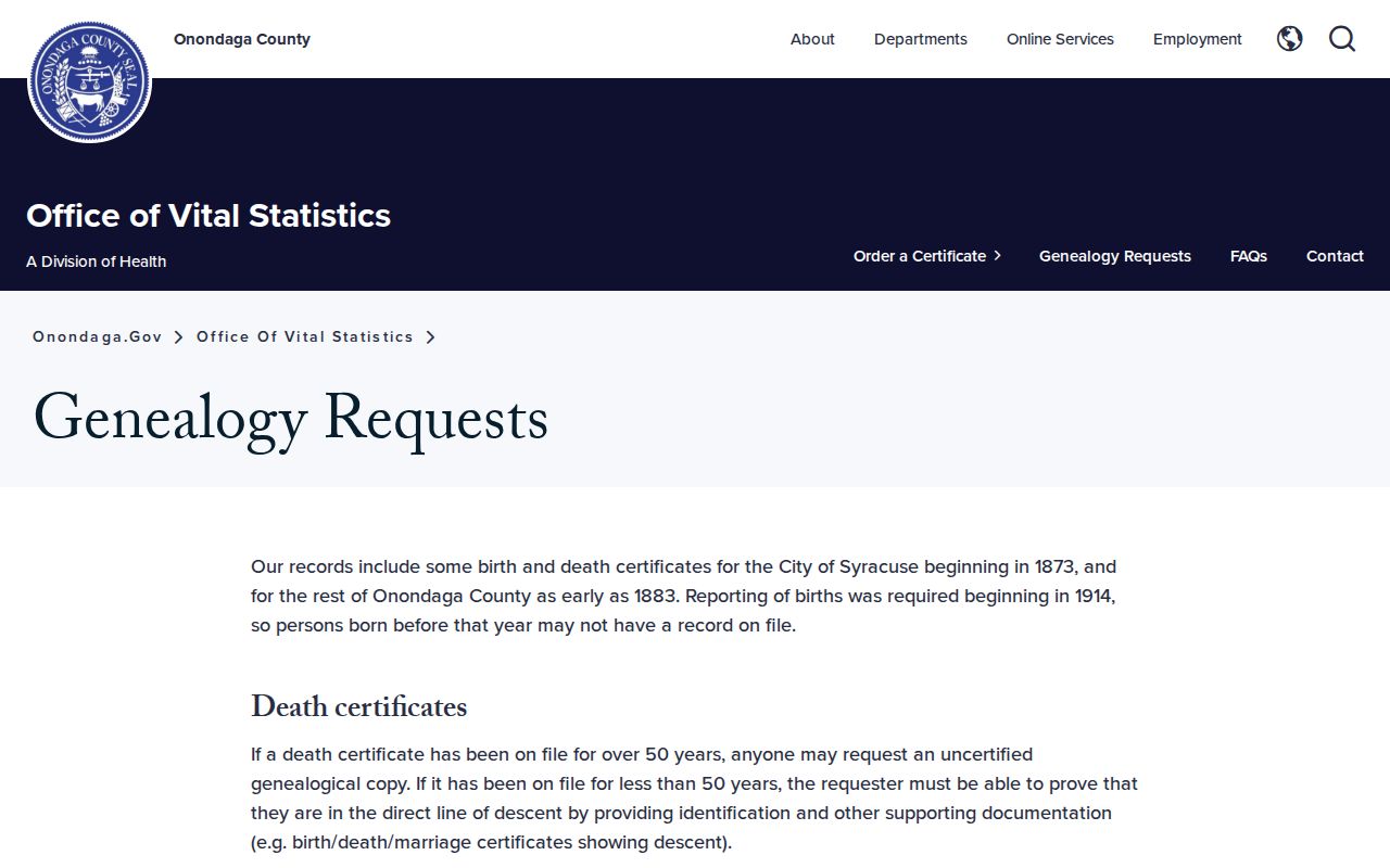 Camillus residents directory Onondaga vital genealogy request instructions